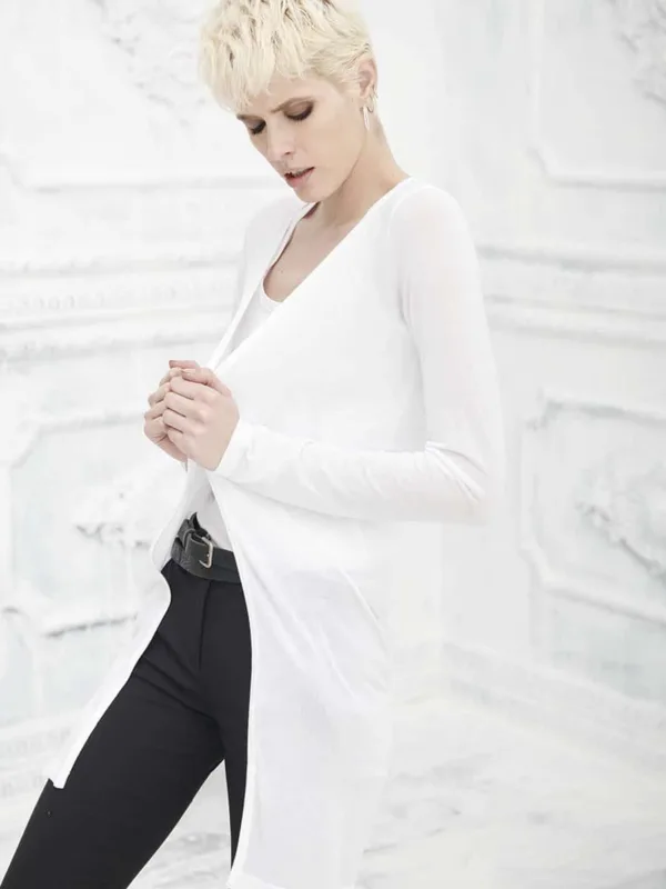 Cardigan lungo donna basic PiumaCotton - immagine 3