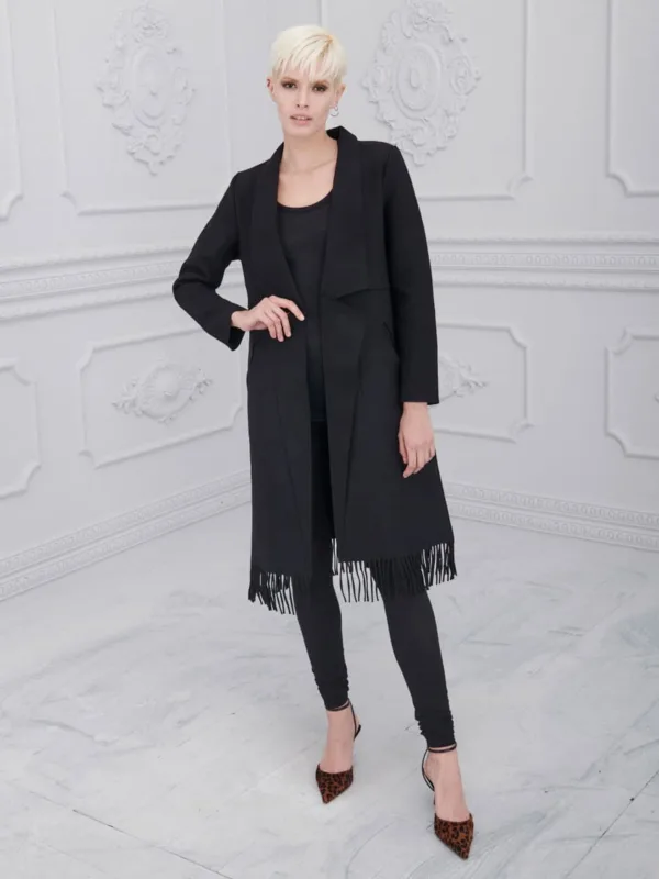 Cappotto lana donna con frange