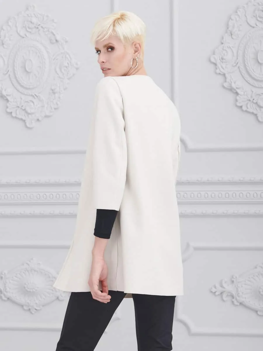 Veste Longue Femme Hanny Deep Taille 46 Noir Avec épaulettes Micro Fantasia - Neuve Avec étiquettes